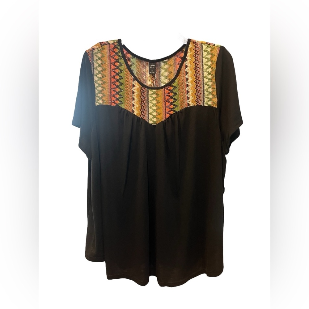 NWT Emery Rose Black Stitched Shirt Size 4XL